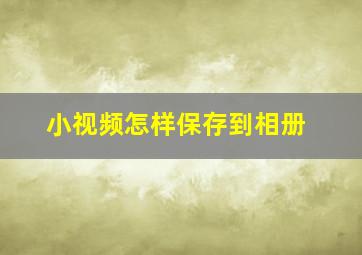 小视频怎样保存到相册