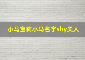 小马宝莉小马名字shy夫人