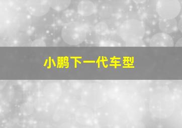 小鹏下一代车型