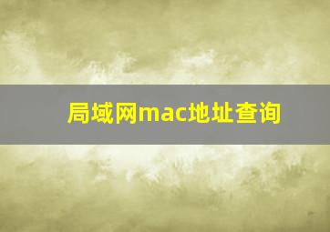 局域网mac地址查询