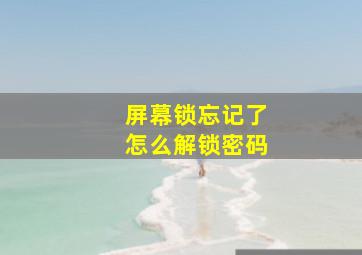 屏幕锁忘记了怎么解锁密码