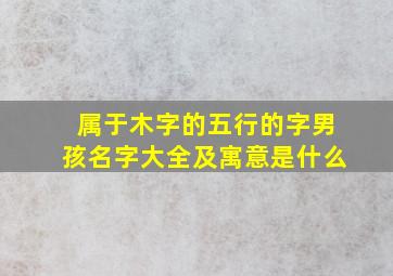 属于木字的五行的字男孩名字大全及寓意是什么