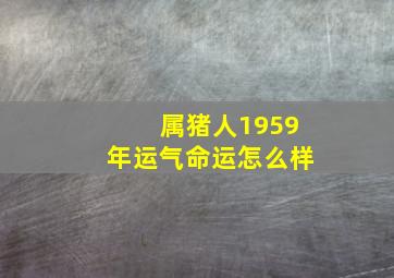 属猪人1959年运气命运怎么样