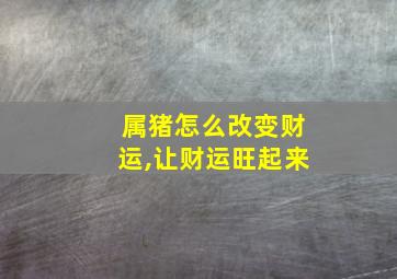 属猪怎么改变财运,让财运旺起来