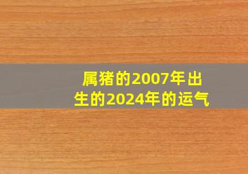 属猪的2007年出生的2024年的运气