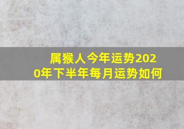 属猴人今年运势2020年下半年每月运势如何