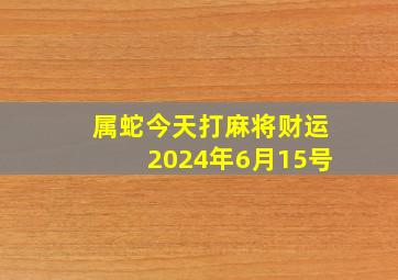 属蛇今天打麻将财运2024年6月15号