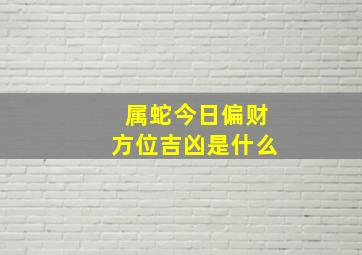 属蛇今日偏财方位吉凶是什么