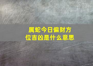 属蛇今日偏财方位吉凶是什么意思