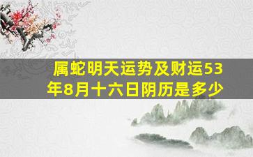 属蛇明天运势及财运53年8月十六日阴历是多少