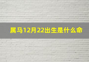 属马12月22出生是什么命