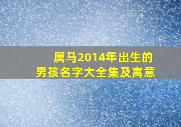 属马2014年出生的男孩名字大全集及寓意