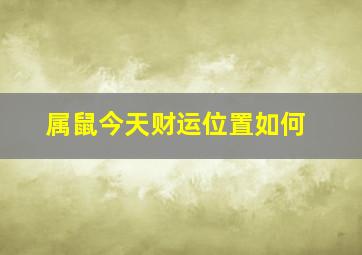 属鼠今天财运位置如何