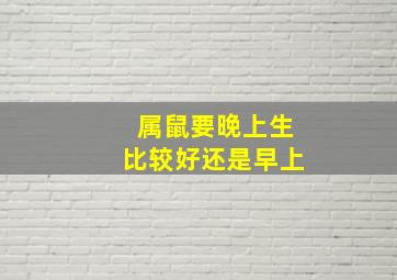 属鼠要晚上生比较好还是早上