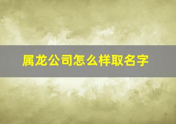 属龙公司怎么样取名字