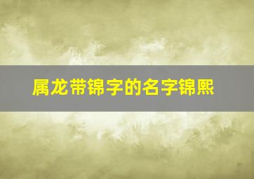 属龙带锦字的名字锦熙