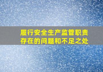 履行安全生产监管职责存在的问题和不足之处