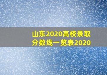 山东2020高校录取分数线一览表2020