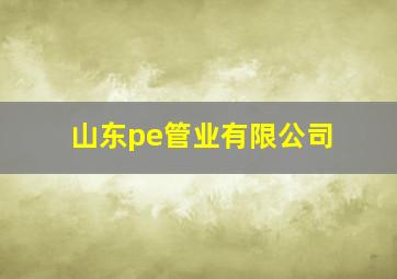 山东pe管业有限公司