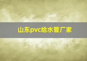 山东pvc给水管厂家