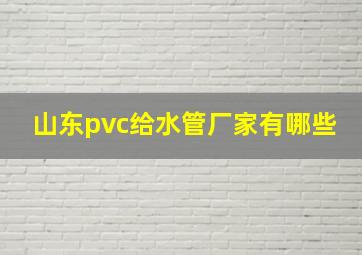 山东pvc给水管厂家有哪些