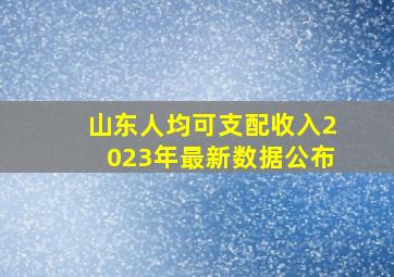 山东人均可支配收入2023年最新数据公布