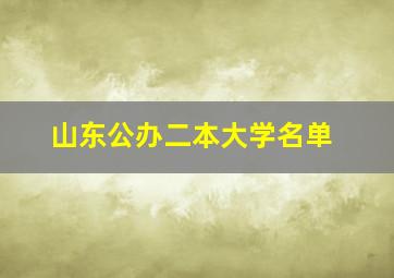 山东公办二本大学名单