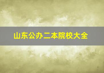 山东公办二本院校大全