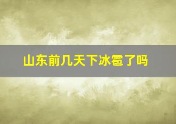 山东前几天下冰雹了吗