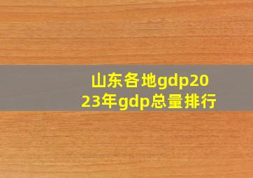 山东各地gdp2023年gdp总量排行