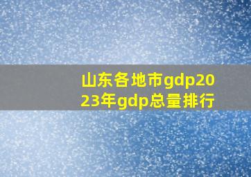 山东各地市gdp2023年gdp总量排行