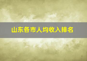 山东各市人均收入排名