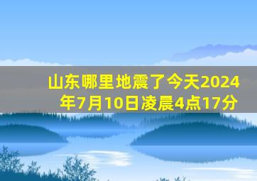 山东哪里地震了今天2024年7月10日凌晨4点17分