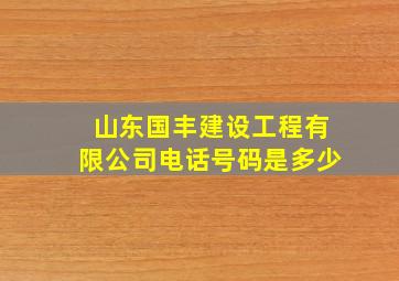 山东国丰建设工程有限公司电话号码是多少