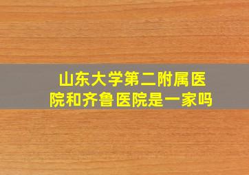 山东大学第二附属医院和齐鲁医院是一家吗