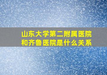 山东大学第二附属医院和齐鲁医院是什么关系