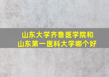 山东大学齐鲁医学院和山东第一医科大学哪个好