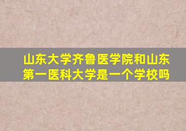 山东大学齐鲁医学院和山东第一医科大学是一个学校吗