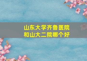 山东大学齐鲁医院和山大二院哪个好