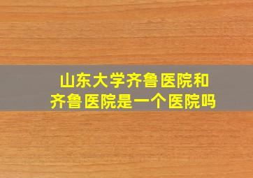 山东大学齐鲁医院和齐鲁医院是一个医院吗