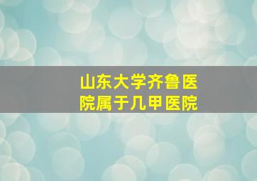 山东大学齐鲁医院属于几甲医院