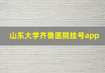 山东大学齐鲁医院挂号app