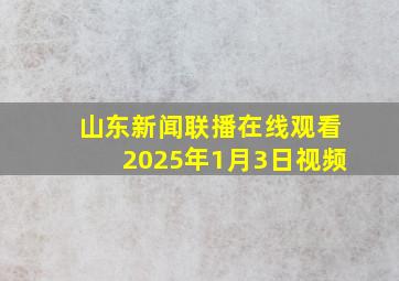 山东新闻联播在线观看2025年1月3日视频