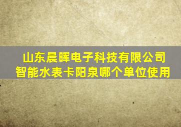 山东晨晖电子科技有限公司智能水表卡阳泉哪个单位使用