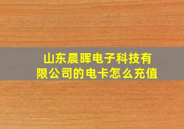 山东晨晖电子科技有限公司的电卡怎么充值