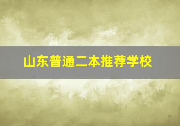 山东普通二本推荐学校