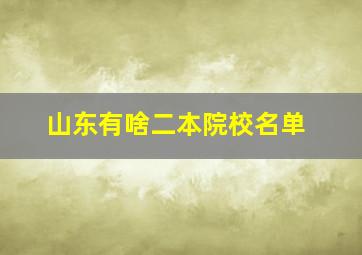 山东有啥二本院校名单