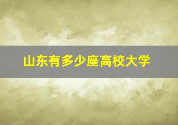 山东有多少座高校大学