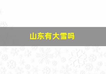 山东有大雪吗