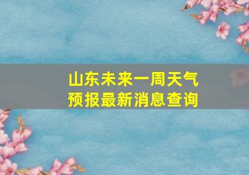 山东未来一周天气预报最新消息查询